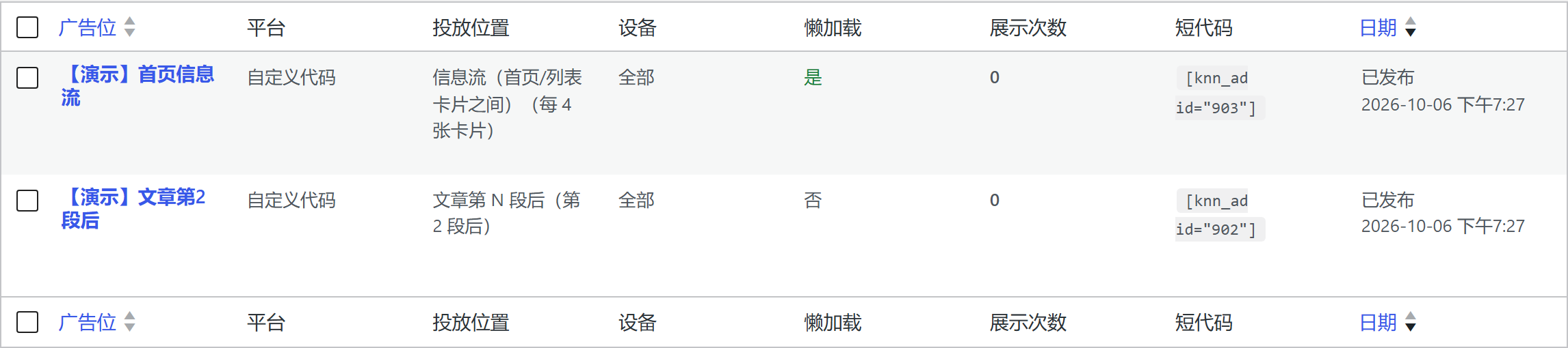 广告位列表